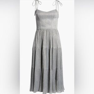 NWT Nordstrom Dress the Population Dream Metallic Tiered Midi Dress Size: Small